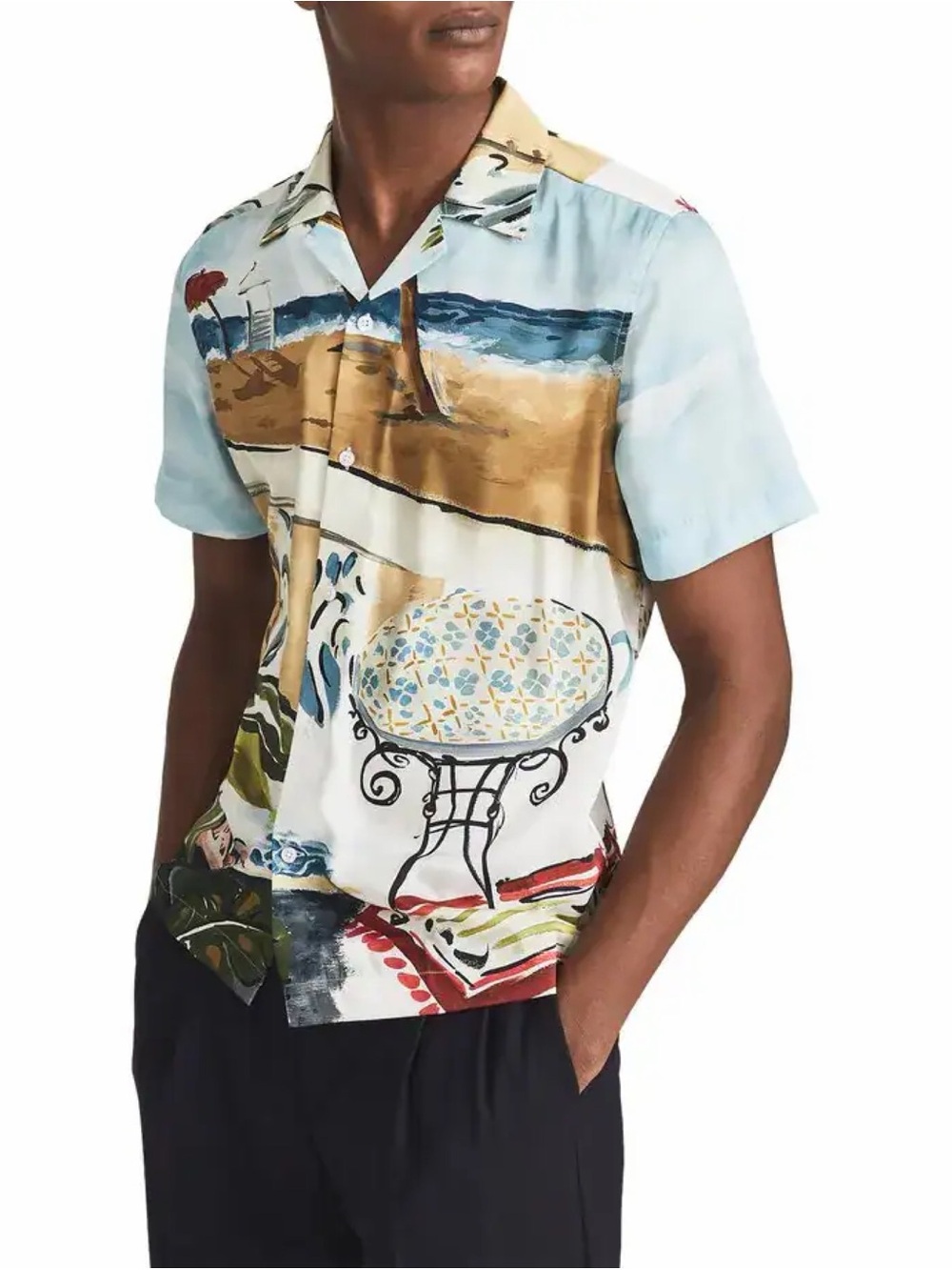REISS Tomei Hawaiian-print Cuban woven shirt - Picture 2 of 7